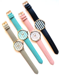 Leather Striped Trendy Watches- 2 Color Options