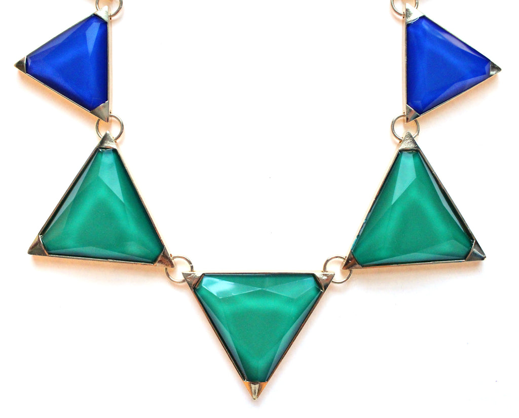 Colorblock Pyramid Jewels- Royal & Green
