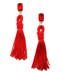 Andrea Sky Tassel Earrings- Red