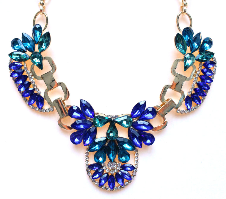 Crystal Icing Statement Necklace- Royal