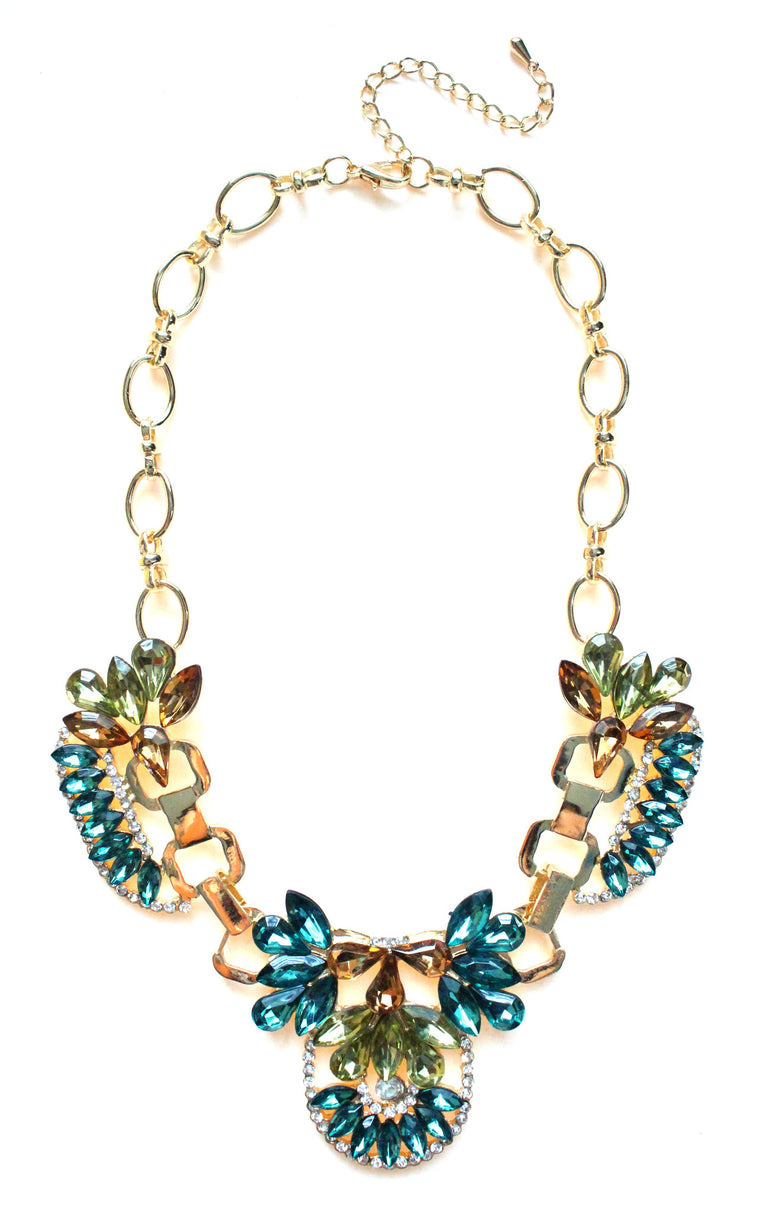 Crystal Icing Statement Necklace- Emerald
