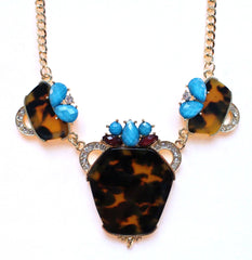 Tortoise & Turquoise Chain Necklace
