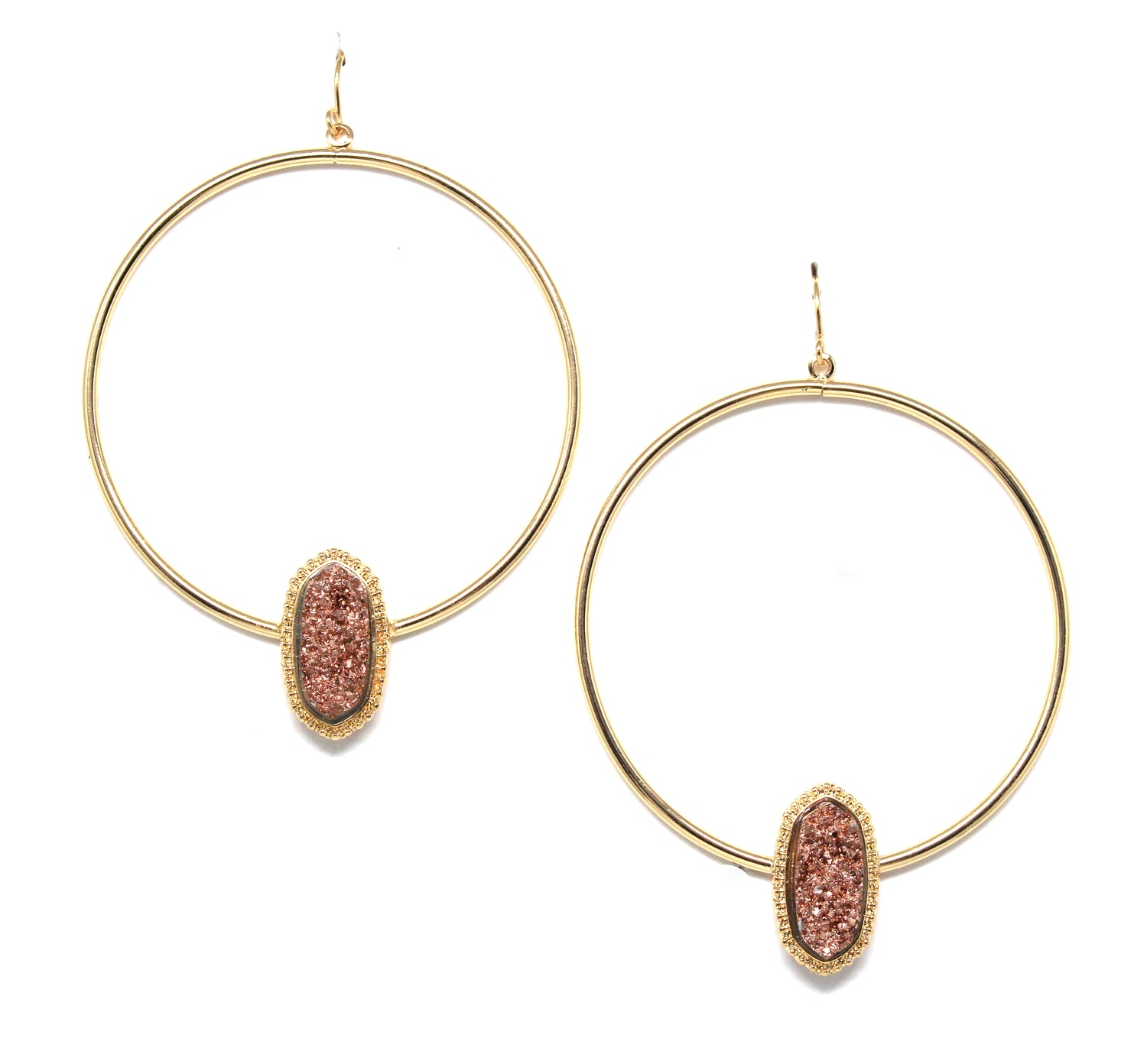 Lizzy Druzy Hoop Earrings- Gold/Rose Gold