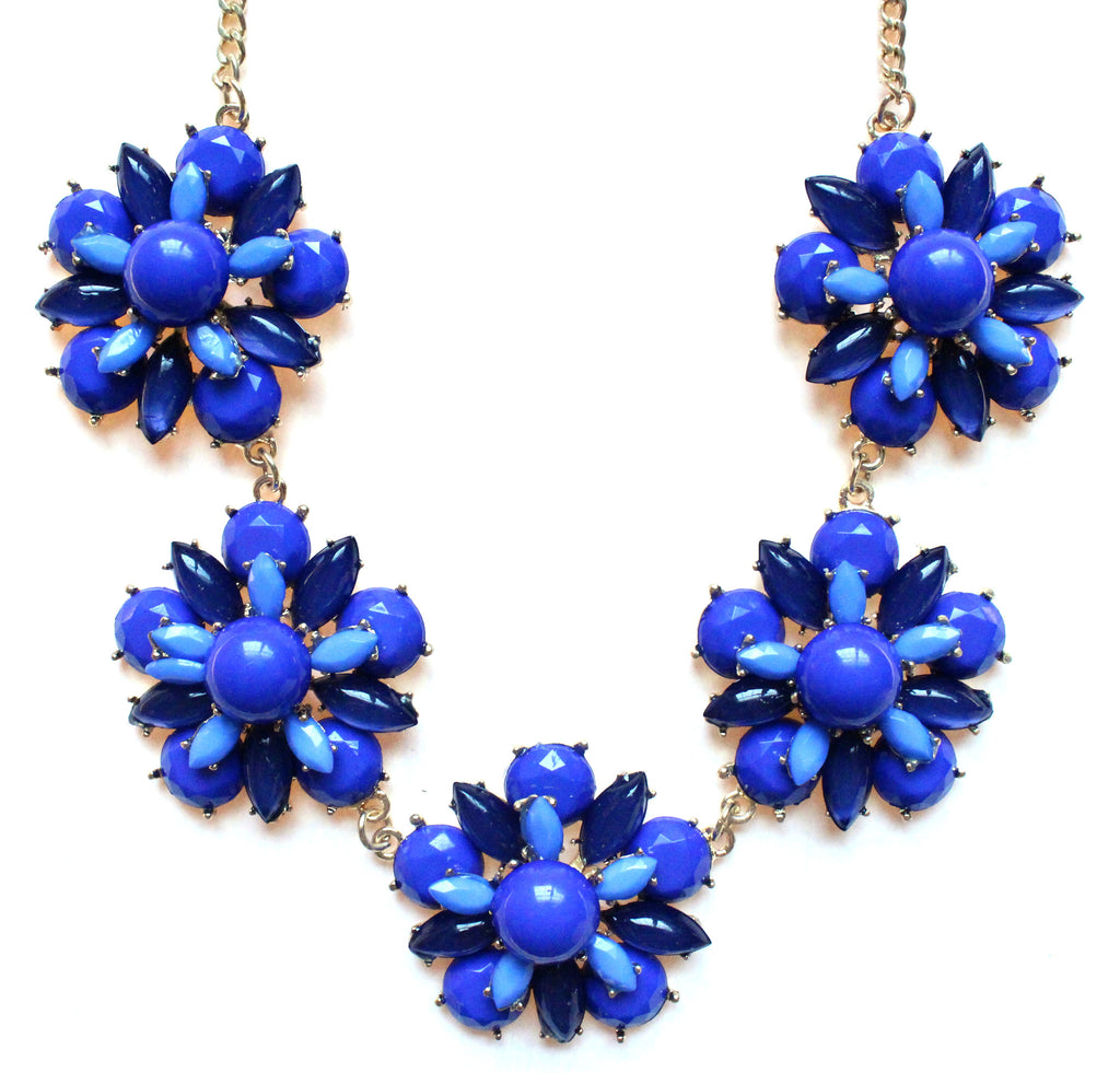 Floral Jeweled Gemstone Necklace- Royal