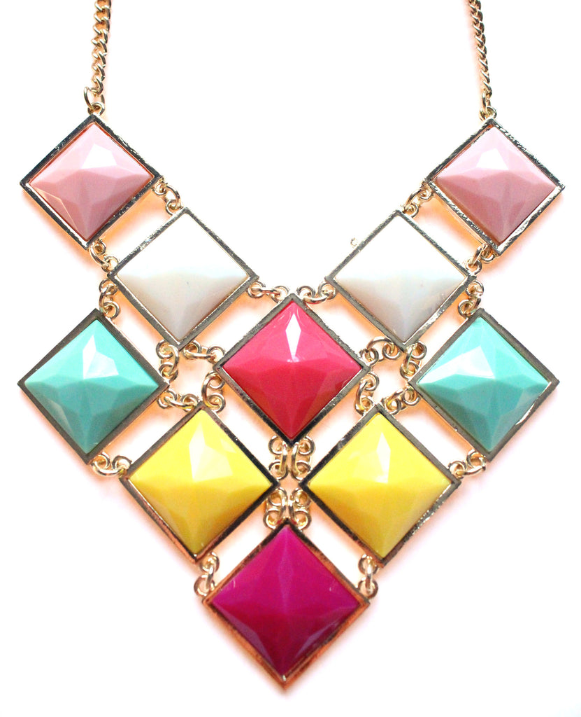 Colorful Gemstone Jeweled Statement Necklace