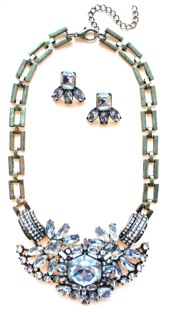 Luxe Crystal Compilation Statement Necklace Set- Crystal