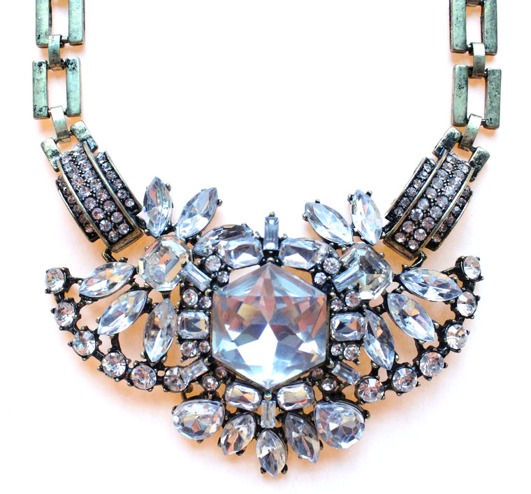 Luxe Crystal Compilation Statement Necklace Set- Crystal