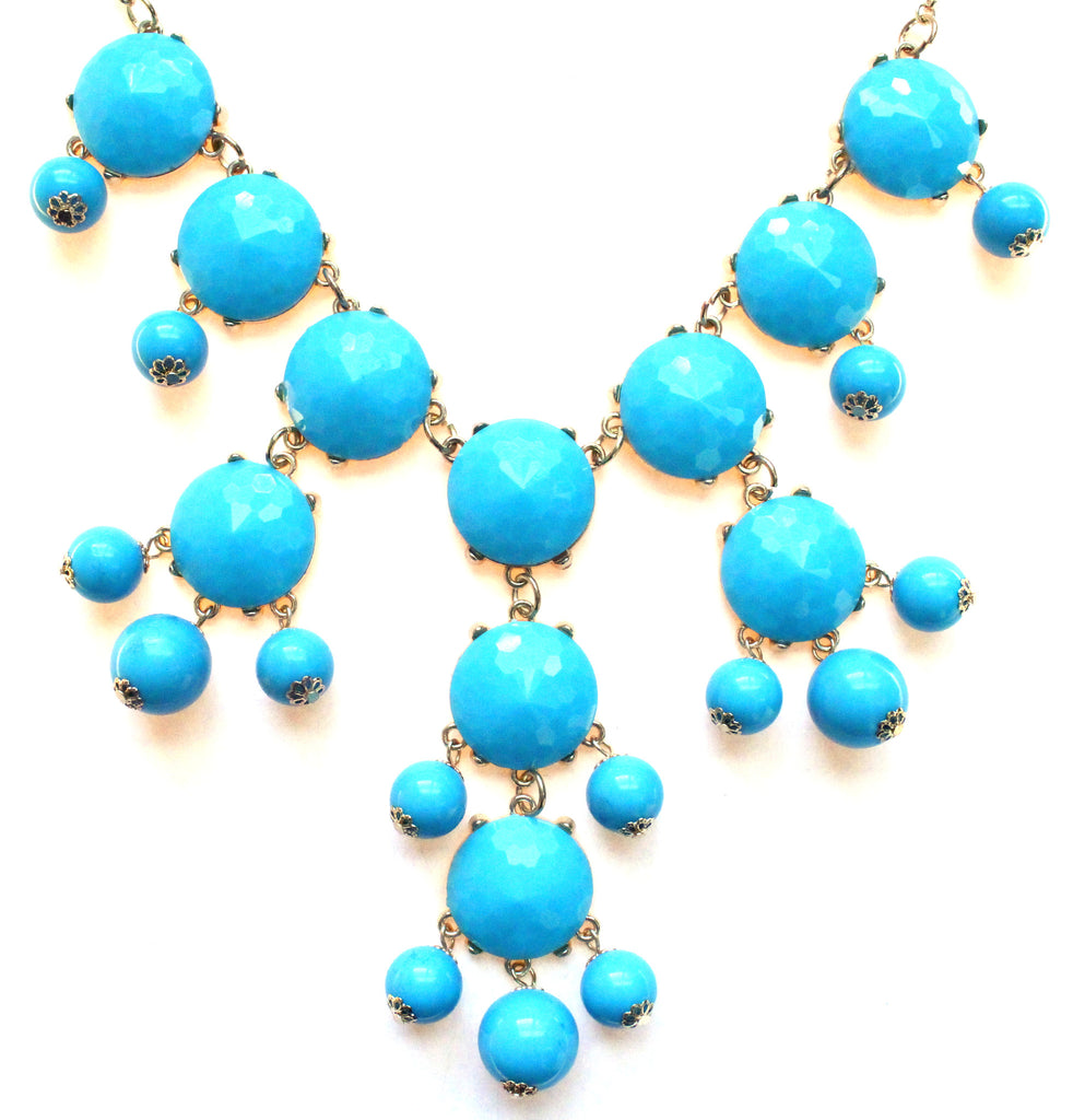 Bubble JEWELED Statement Necklace- Light Turquoise