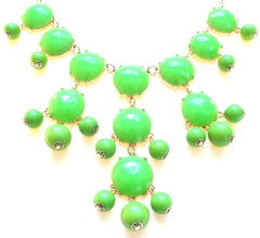 Bubble JEWELED Statement Necklace- Lime Green
