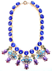 Cobalt Crystal & Pearl Firework Statement Necklace