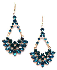 Crystal Jeweled Dangle Earrings- Emerald
