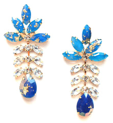 Gold Leaf Crystal Dangle Earrings- Royal