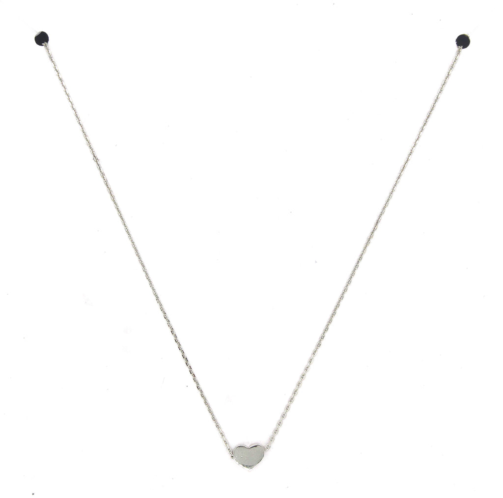 Solid Heart Pendant Necklace- Silver