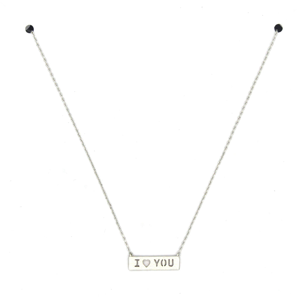 I LOVE YOU Pendant Necklace- Silver