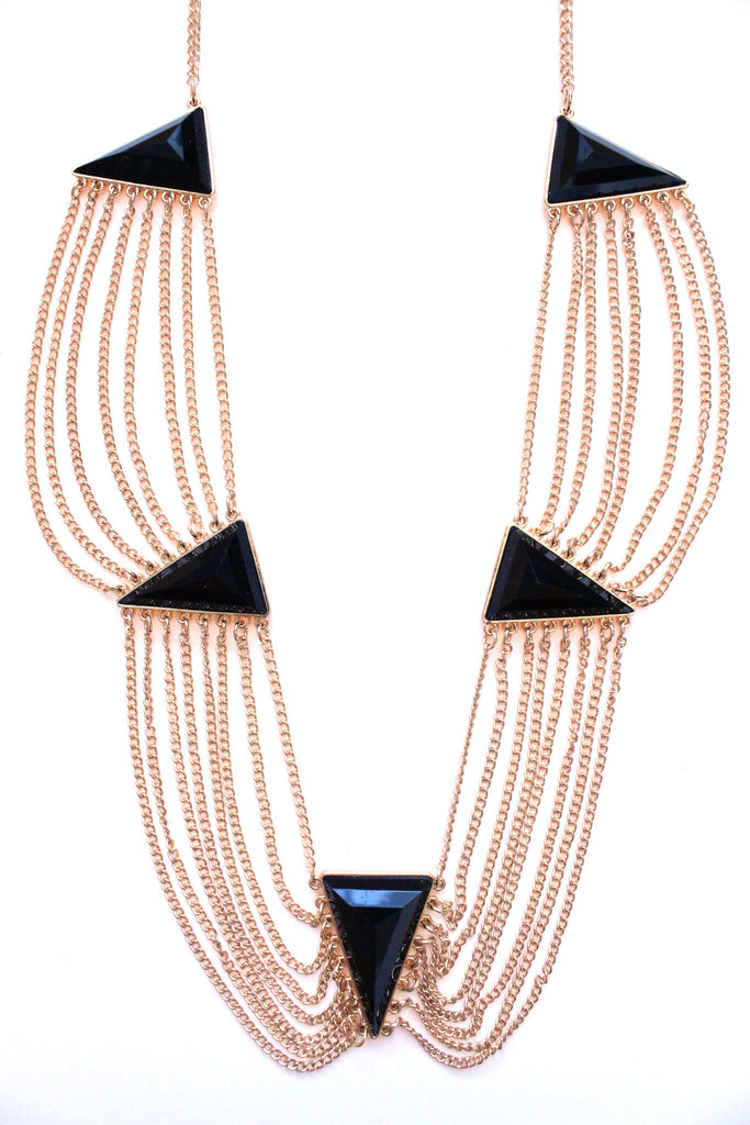Draped Layered Gemstone Chain Statement Necklace