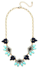 Spike Diamond Necklace- Navy & Mint