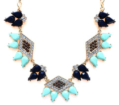 Spike Diamond Necklace- Navy & Mint
