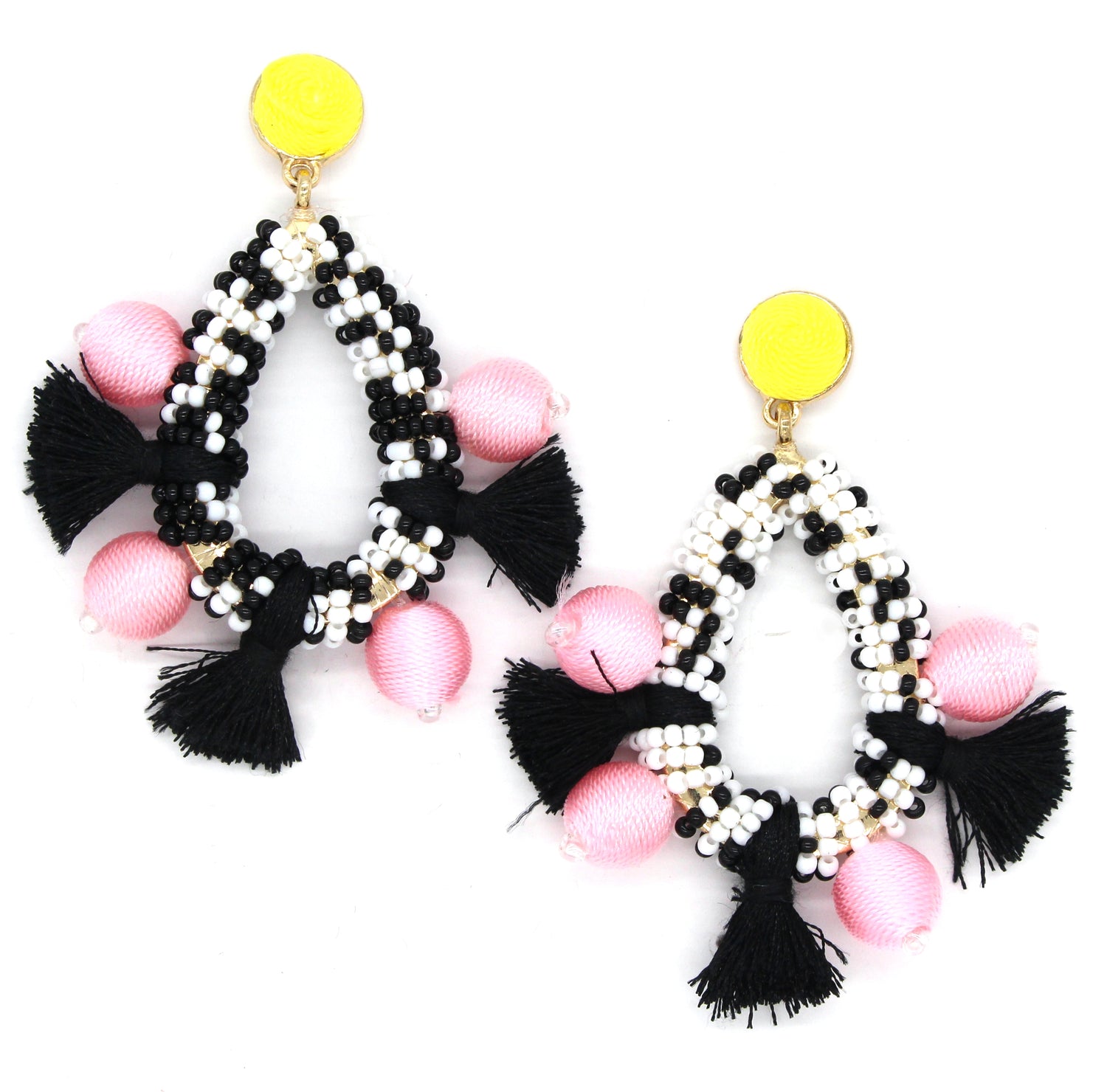 Madeline Joy Statement Earrings- Light Pink/ Black