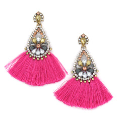 Azariah Fringe Earrings- Pink