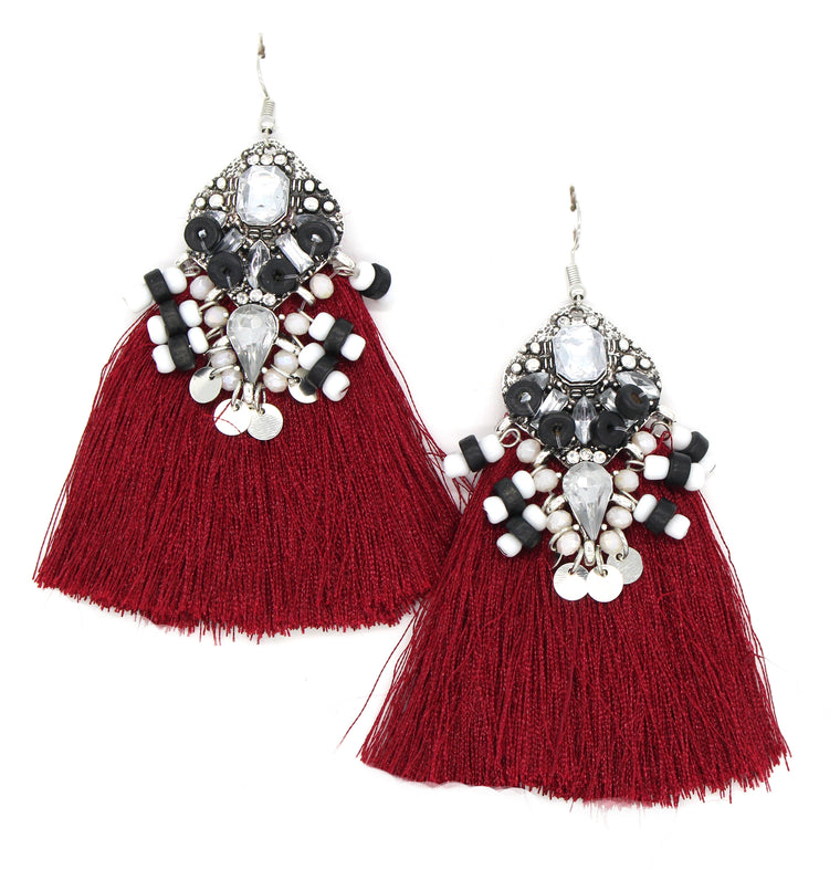 Amelia Tassel Earrings- Red