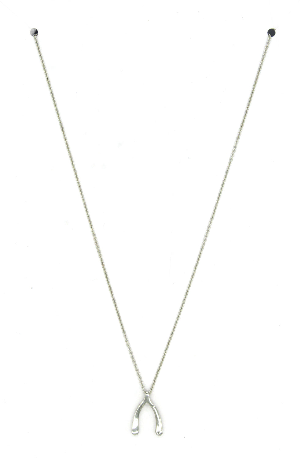 Wishbone Pendant Necklace- Silver