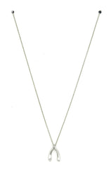 Wishbone Pendant Necklace- Silver
