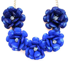 Beaded Rosette Statement Necklace- Royal Ombre