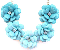Beaded Rosette Statement Necklace- Mint Ombre