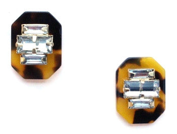 Tortoise & Crystal Stud Earrings