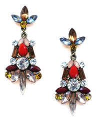 Jeweled Spike Earrings- Red