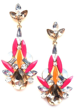 Color Me Elegant Crystal Drop Earrings- Pink