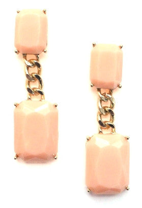 Square Chain Drop Earrings- Peach
