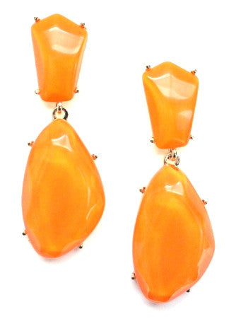 Orange Stone Drop Earrings