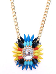 Colorful Sparkle Pendant Necklace- Yellow Multi