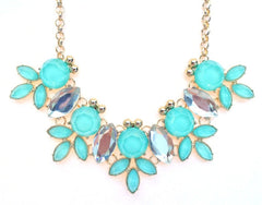 Crystal Statement Necklace- Mint