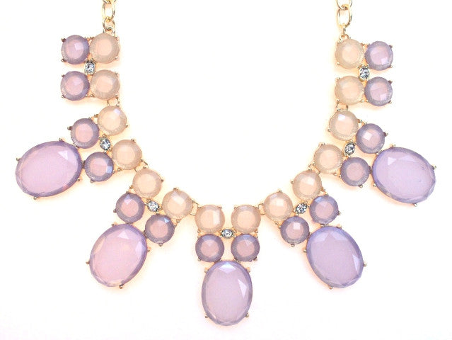 Colorblock Jewels Bib Statement Necklace- Lavender