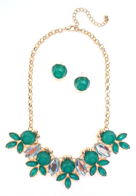 Crystal Statement Necklace- Emerald