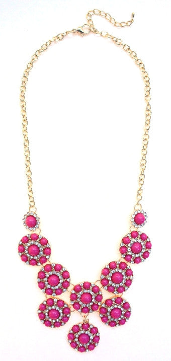 Designer Inspired Mini Circle Layered Necklace- Pink