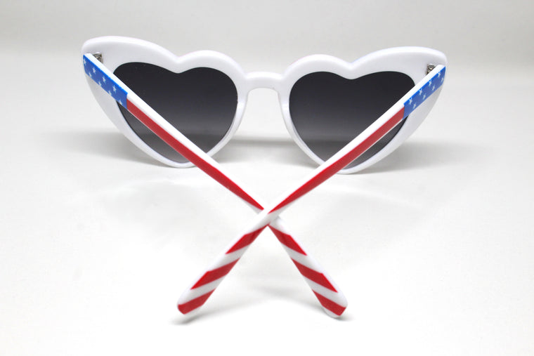 Heart Eye Sunglasses- Red, White, & Blue