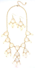 Mini Gold-Tone Chain Bubble Necklace- Ivory