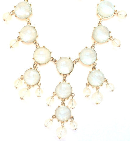 Mini Gold-Tone Chain Bubble Necklace- Ivory