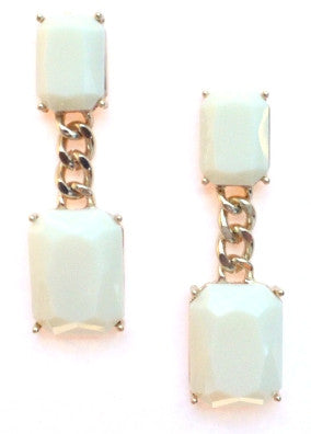 Square Chain Drop Earrings- Ivory