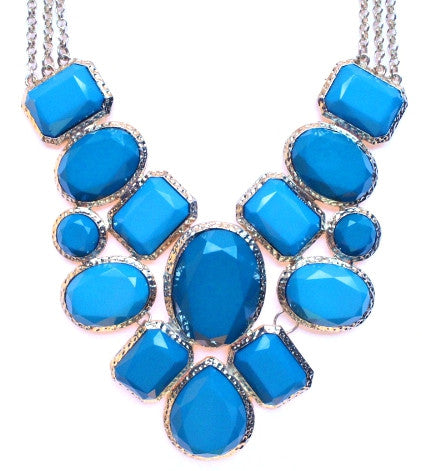 Geometric Statement Necklace- Teal