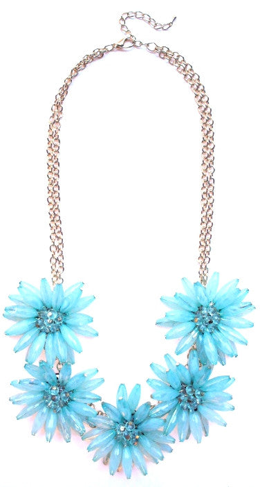 Blossom Flower Statement Necklace- Mint