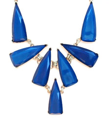 Tribal Jewel Spike Necklace- Blue