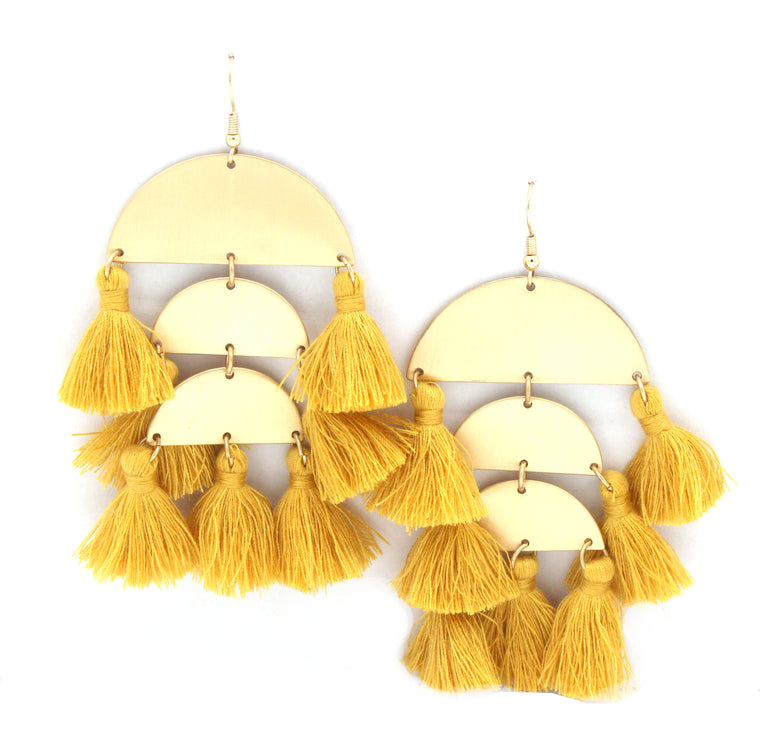 Raine Tassel Earrings- Mustard