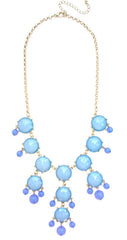 Mini Gold-Tone Chain Bubble Necklace- Sky Blue