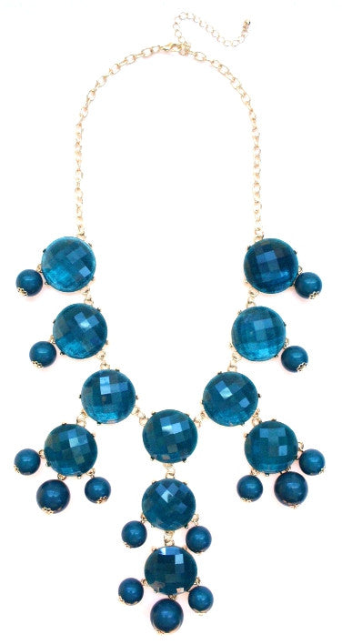 Bubble JEWELED Statement Necklace- Teal