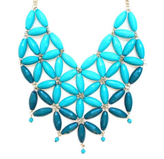 Daisy OMBRE Bib Bubble Statement Necklace- Teal