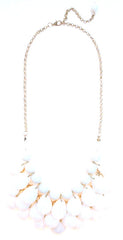 Layered Teardrop Bauble Statement Necklace- White